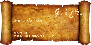 Geri Ákos névjegykártya